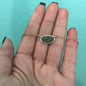 Elisa Gold Pendant Necklace in Platinum Drusy